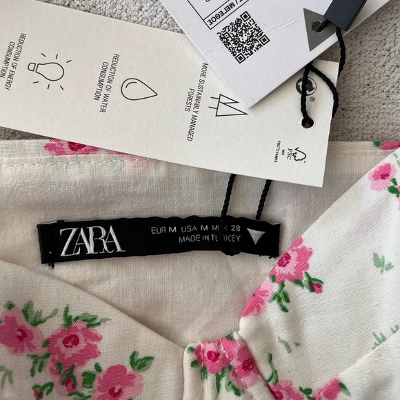 NWT Zara Linen Blend Floral Crop Top M - Picture 9 of 14